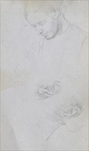 Sketchbook, page 96: Study of a Face, ears. Ernest Meissonier (French, 1815-1891). Graphite;