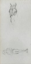 Sketchbook, page 69: Study of a Hand, a Horse, and a Figure. Ernest Meissonier (French, 1815-1891).