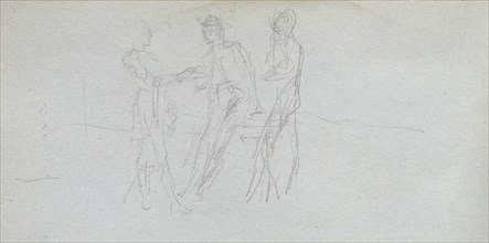 Sketchbook, page 42: Three Figures. Ernest Meissonier (French, 1815-1891). Graphite