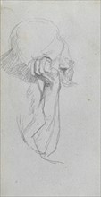 Sketchbook, page 16: Melancholy Figure . Ernest Meissonier (French, 1815-1891). Graphite