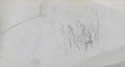 Sketchbook, page 98: Study of Figures. Ernest Meissonier (French, 1815-1891). Graphite