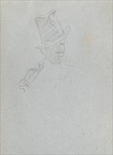 Sketchbook, page 17: Bust of a Man in Top Hat. Ernest Meissonier (French, 1815-1891). Graphite