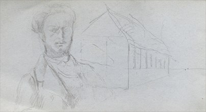 Sketchbook, page 99: Study of Figure, Building. Ernest Meissonier (French, 1815-1891). Graphite