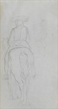 Sketchbook, page 19: Study of a Figure on Horseback seen from behind. Ernest Meissonier (French,