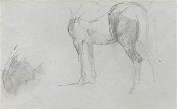 Sketchbook, page 73: Study of a Horse, profile. Ernest Meissonier (French, 1815-1891). Graphite;