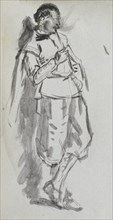 Sketchbook, page 46: Standing Male Figure. Ernest Meissonier (French, 1815-1891). Graphite, pen,