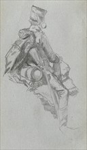 Sketchbook, page 23: Seated Soldier. Ernest Meissonier (French, 1815-1891). Graphite;
