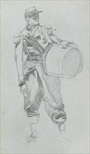 Sketchbook, page 79: Soldier with Drum. Ernest Meissonier (French, 1815-1891). Graphite;