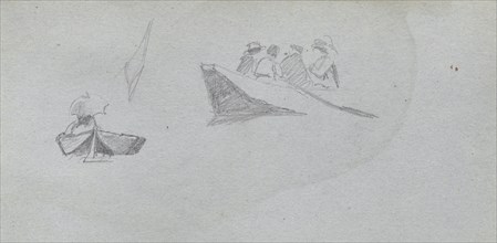Sketchbook, page 25: Studies of Figures in Boats. Ernest Meissonier (French, 1815-1891). Graphite