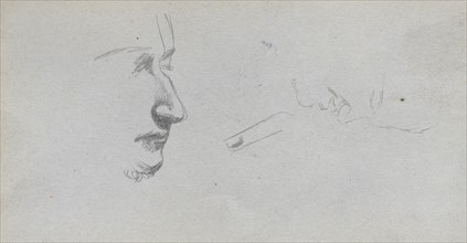 Sketchbook, page 80: Study of Faces. Ernest Meissonier (French, 1815-1891). Graphite;