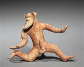 Dancing Satyr, 500-475 BC. Greece, Boeotia, early 5th Century BC. Painted terracotta; overall: 8.4