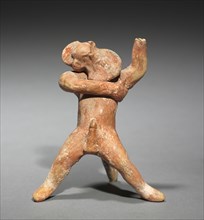 Dancing Satyr, 500-475 BC. Greece, Boeotia, early 5th Century BC. Painted terracotta; overall: 9.5
