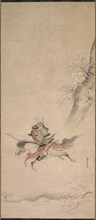 A Samurai on Horseback, 17th century. Kusumi Morikage (Japanese, c. 1620-c. 1690). Hanging scroll;