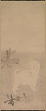 Puppy with Dandelions, 1600-1640. Tawaraya Sotatsu (Japanese, died c. 1640). Hanging scroll; ink on