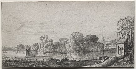 A Little Chapel by a Pond. Jan van de Velde (Dutch, 1620-1662). Etching