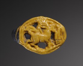Ring: Gazelle Eating Thicket, 1391-1353 BC. Egypt, New Kingdom, Dynasty 18, reign of Amenhotep III
