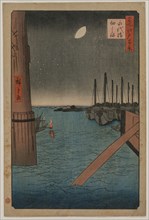 Tsukudajima from  Eitai Bridge, from the series One Hundred Views of Famous Places in Edo, 1858.