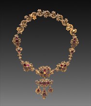 Necklace, c. 1840. Germany, possibly, 19th century. Gold and jewels; pendant: 8.2 cm (3 1/4 in.);