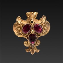Earring, c. 1840. Germany, possibly, 19th century. Gold and jewels; average: 3.3 x 2.9 cm (1 5/16 x