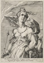 Three Goddesses: Juno, c. 1595. Jan Saenredam (Dutch, 1565-1607), after Hendrick Goltzius (Dutch,