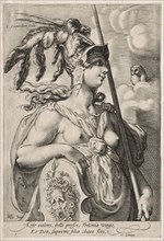 Three Goddesses: Three Goddesses, c. 1595. Jan Saenredam (Dutch, 1565-1607), after Hendrick