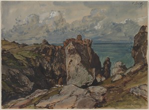 Cliffs by the Sea at Cézembre, Brittany, c. 1830. Eugène Isabey (French, 1803-1886). Watercolor and