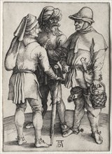 Three Peasants in Conversation, c. 1497. Albrecht Dürer (German, 1471-1528). Engraving