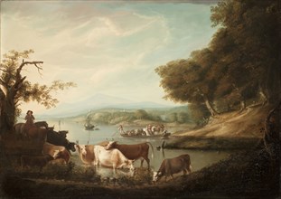 A Calm Watering Place--Extensive and Boundless Scene with Cattle, 1816. Alvan Fisher (American,