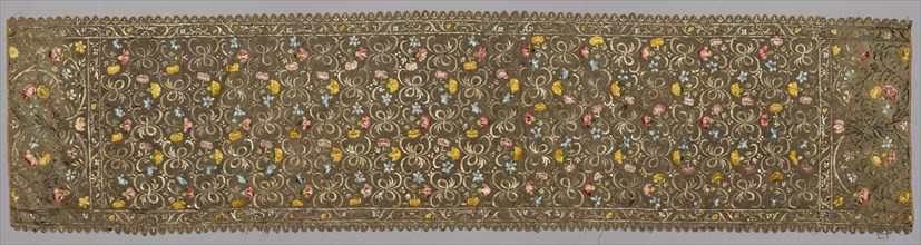 Christening Mantle (?), late 1500s. Italy, late 16th century. Silk, gold thread; embroidery: