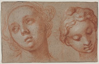 Two Female Heads, first half 17th century. Abraham Bloemaert (Dutch, 1564-1651). Red chalk