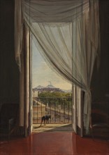 A View of Naples through a Window, 1824. Franz Ludwig Catel (German, 1778-1856). Oil on paper,