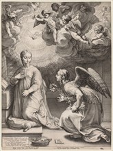 The Life of the Virgin: The Annunciation, 1594. Hendrick Goltzius (Dutch, 1558–1617). Engraving;
