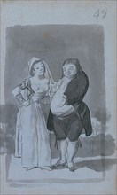 Prostitute Soliciting a Fat, Ugly Man (recto), 1796-1797. Francisco de Goya (Spanish, 1746-1828).