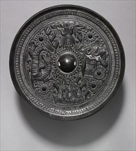 Mirror with Deities, Chariot, and the White Tiger, 100-200. China, Eastern Han dynasty (25-220).