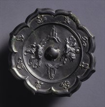 Octafoil Mirror with Riding Immortals and Rising Peaks, 600s. China, Tang dynasty (618-907).