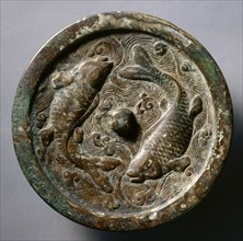 Mirror with Twin Carp, c. 1200-1225. China, Jin dynasty (1115-1234). Bronze; diameter: 17.9 cm (7