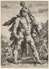 The Great Hercules or 'Knollenman', 1589. Hendrick Goltzius (Dutch, 1558–1617). Engraving; sheet:
