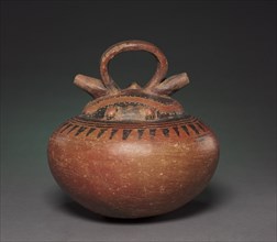 Double-Spouted Vessel with Reclining Figure, c. 1-800. Colombia, Calima region, Yotoco style,