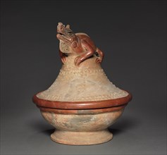 Lidded Bowl with Iguana, c. 600 - 1100. Costa Rica, Southern Nicoya region, 7th-12th century.