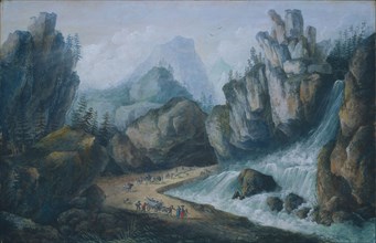 Torrent and Waterfall in the Alps, 1792. Louis Bélanger (French, 1756-1816). Gouache; sheet: 62.8 x