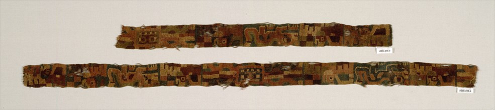 Fragments of a Belt, c. 400. Peru, South Andes, Tiwanaku style, late 4th-early 5th Century. Camelid