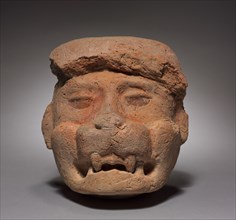 Architectural Sculpture Fragment, c. 700-1000. Mexico, Oaxaca, Zapotec. Unfired clay, covered with