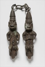 Pair of Figure Staffs (Edan Ogboni), possibly 1800s. Guinea Coast, Nigeria, Yoruba people. Copper