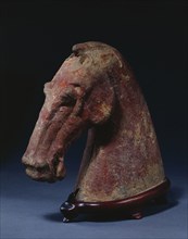 Horse's Head, 206 BC-AD 220. China, Han dynasty (202 BC-AD 220). Earthenware; overall: 15.3 cm (6