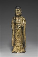 Standing Bodhisattva, 1400s. Korea, Joseon dynasty (1392-1910). Wood with lacquer and gold, and