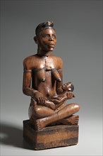Mother and Child Figure, late 1800s-early 1900s. Central Africa, Democratic Republic of Congo,