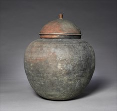 Vessel with Knobbed Lid, 676-935. Korea, Kaya Period (42-562). Stoneware; overall: 34.4 cm (13 9/16