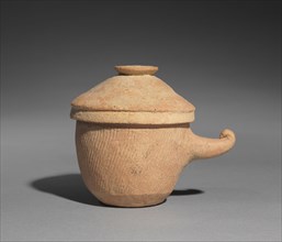 Lidded Jar with Horn Handle, 400s-500s. Korea, Silla (57 BC-AD 935) or Gaya (42-562) period. Red