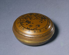 Circular Box, c. 1880. Paul Christofle (French, 1838-1907). Metal (brass?) with inlays of niello
