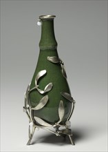 Vase, c. 1895. Auguste Delaherche (French, 1857-1940). Stoneware with silver mounts and glass
